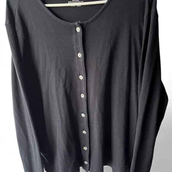 L.L. Bean Supima Cotton Button Front Cardigan Black Women’s XL | Soft Classic - Picture 2 of 6